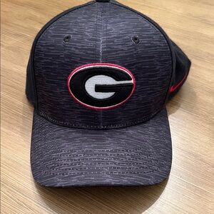 Black and Gray Cap with Red Accents